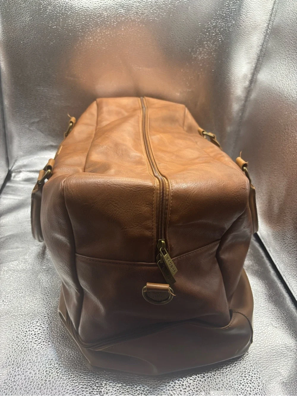 Men's Brown Leather-Style Duffel Bag – Weekend Travel Bag